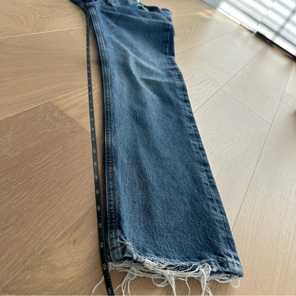 Agolde 90s Pinch Waist Jeans Range Women’s Size 27 Dark Denim Raw Hem Straight - Picture 12 of 16